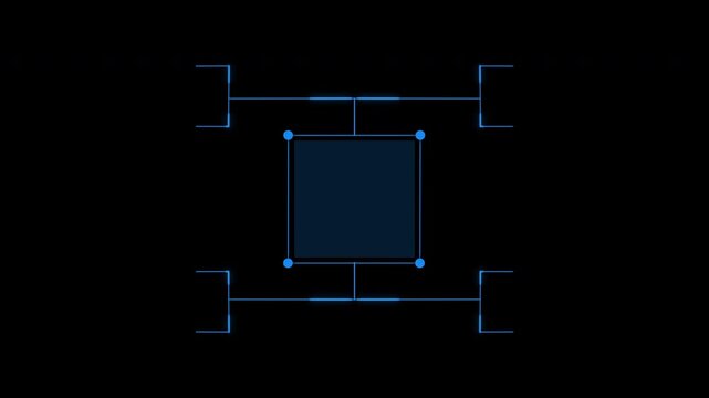 Blue Digital Frame HUD Interface Title Element with Animated Information Callout Tags