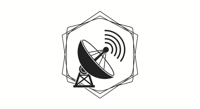 Satellite Dish Antenna Icon Signal Transmission.