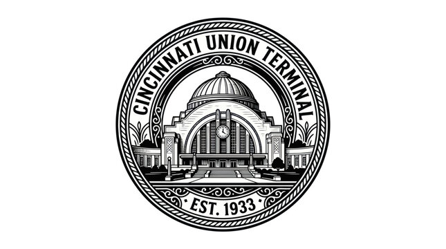 Cincinnati Union Terminal Logo - Art Deco Landmark Building Emblem