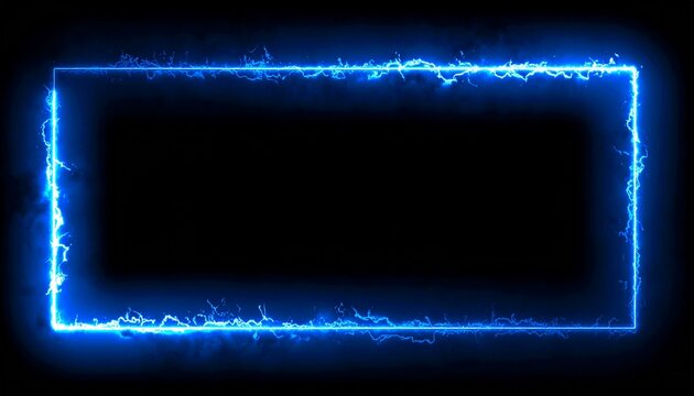 Electric blue glowing rectangle on black background
