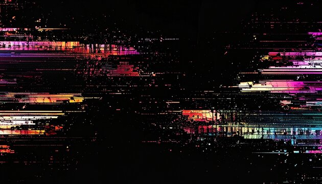 Abstract digital glitch with horizontal multicolored lines