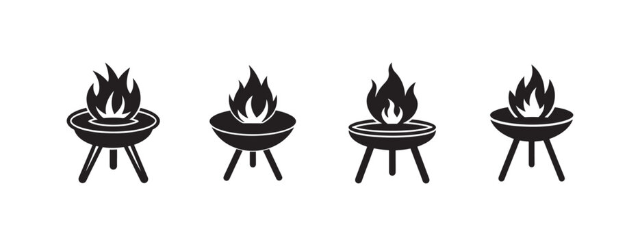 barbecue grill with flames on top for outdoor cooking and food preparation for summer activities and backyard gatherings