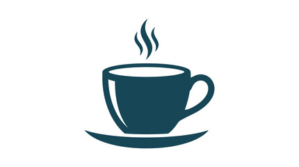 Fototapeta premium Steaming Hot Coffee Cup Icon with Steam Wisps, Minimalist Design
