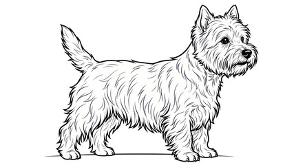 West Highland White Terrier Drawing Outline Dog Breed Sketch Vector © rahma
