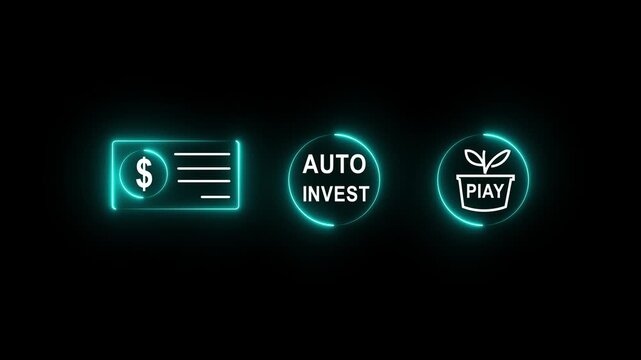 Auto invest plan concept with selecting digital icon for time value growth retirement finance strategy and financial planning future savings 4k video...