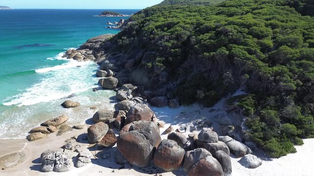 Granite Boulders and Turquoise Waves at Squeaky Beach