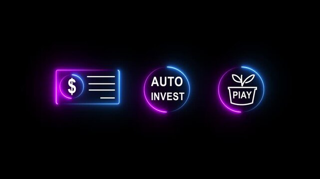 Auto invest plan concept with selecting digital icon for time value growth retirement finance strategy and financial planning future savings 4k video...