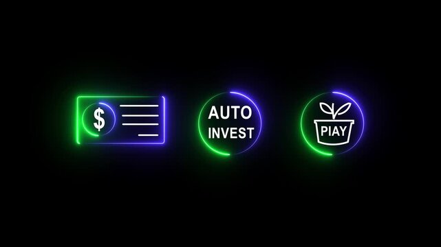 Auto invest plan concept with selecting digital icon for time value growth retirement finance strategy and financial planning future savings 4k video...