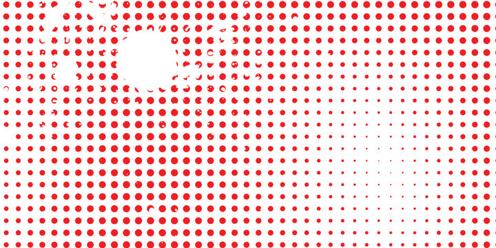 Red polka doted doodle pattern. Halftone polka dots texture. Red polka dot background. Dot pattern seamless background.abstract