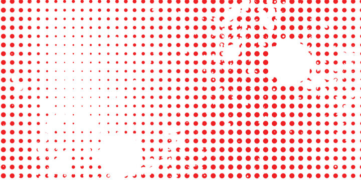 Red polka doted doodle pattern. Halftone polka dots texture. Red polka dot background. Dot pattern seamless background.