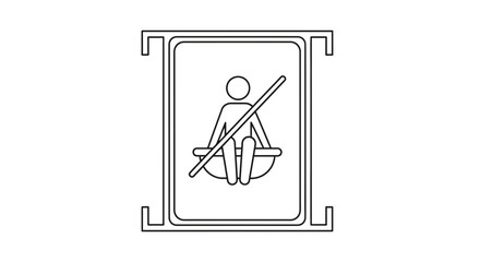 Fototapeta premium Icon of person in elevator, safety belt, safety symbol, modern transport, simple design