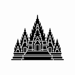 Obraz premium Black silhouette icon of an ancient historic temple building