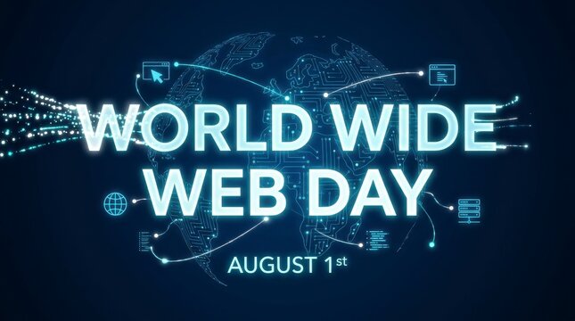 World Wide Web Day Celebration - August 1st, Digital Connectivity Concept.