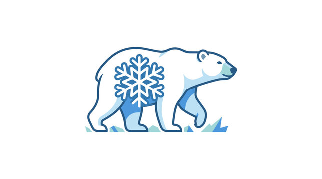 Polar bear with snowflake design.
