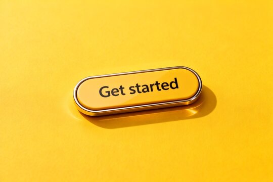 Golden 'Get Started' Button on Vibrant Yellow Background