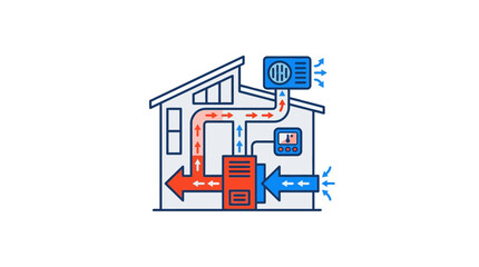 Obraz premium Heat Pump System Inside House.