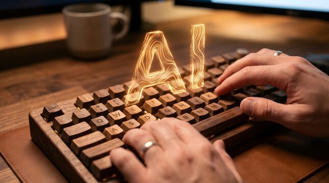 Vintage typewriter with golden keys