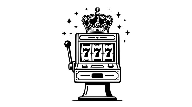 A vector illustration of a slot machine with a crown