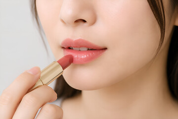 Naklejka premium 口紅を塗る女性