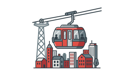 Red Cable Car Urban Transit System. © afiatul