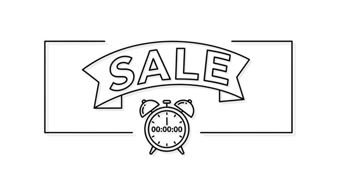 Sale Announcement with Countdown Timer Alarm Clock, Marketing Promotion Concept