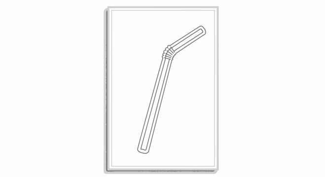 Simple Line Drawing of a Bendable Drinking Straw