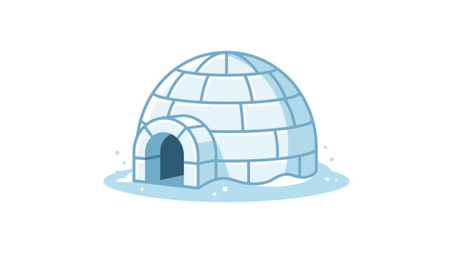 Illustration of a traditional igloo dwelling made of ice blocks.