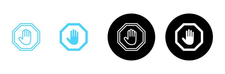 Obraz premium Stop icon vector. stop road sign. hand stop sign and symbol. Do not enter stop red sign with hand