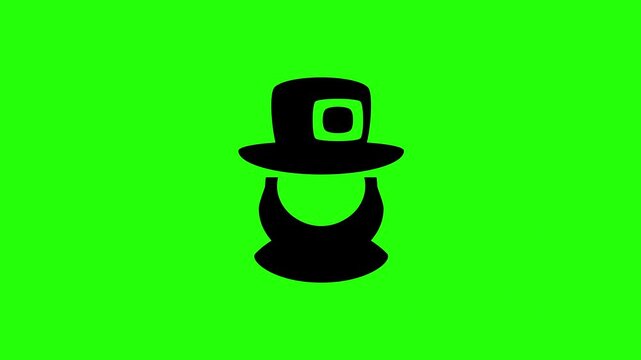 4K video asset capturing a mythical Irish leprechaun character with a big beard and top hat silhouette bouncing. Clean folklore festival icon.