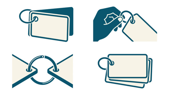 Vector icons showing blank flashcards on a metal ring