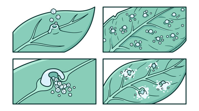 Diagram showing salt glands secreting crystals on a leaf