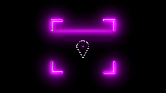 Looping neon user icon scan animation showing futuristic face detection and people identification in minimal flat neon style.