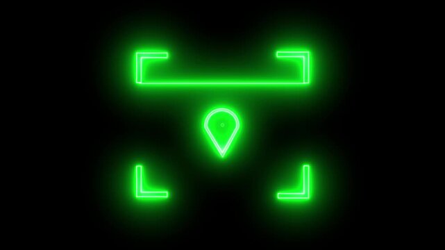 Looping neon user icon scan animation showing futuristic face detection and people identification in minimal flat neon style.