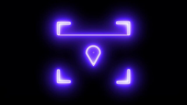 Looping neon user icon scan animation showing futuristic face detection and people identification in minimal flat neon style.
