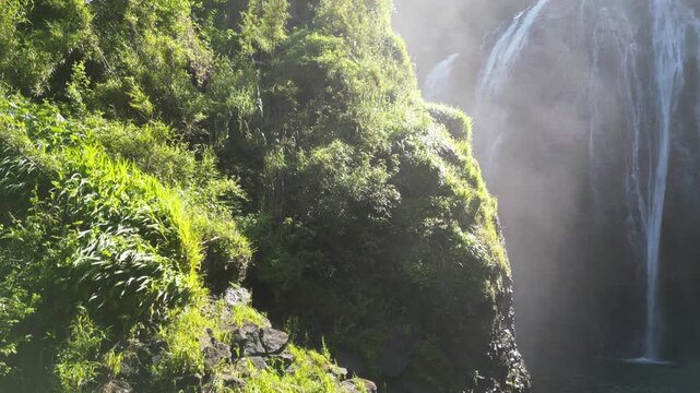 Ryumon Falls Drone Aerial View, One of Japan&rsquo;s Top 100 Waterfalls in Kumamoto, Kyushu
