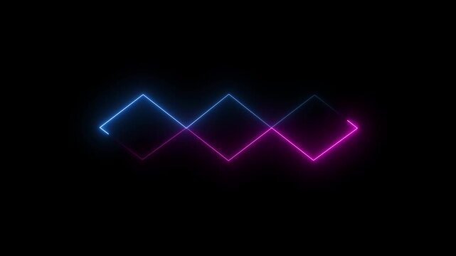 Minimal Animated Background Loop for YouTube and Presentations, rectangle picture frame with four tone neon color and isolated black background. 4k video.