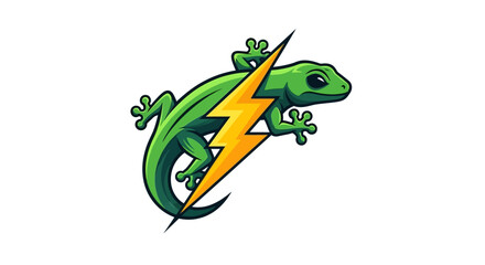 Green lizard with yellow lightning bolt. © Studio84