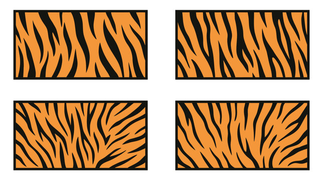Four tiger stripe pattern templates on a white background