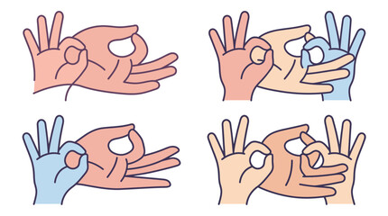 Obraz premium Minimal vector illustration of hands making okay gestures