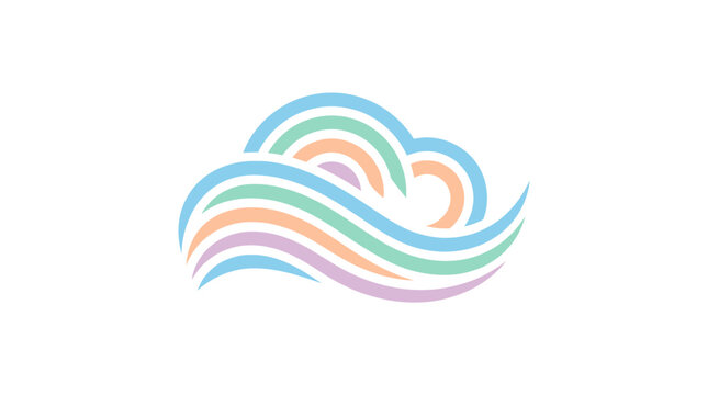 Abstract colorful wave or cloud line art icon.