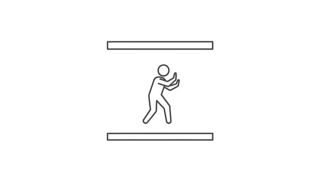 Person trapped between two horizontal lines, concept of pressure, confinement, or difficult situation