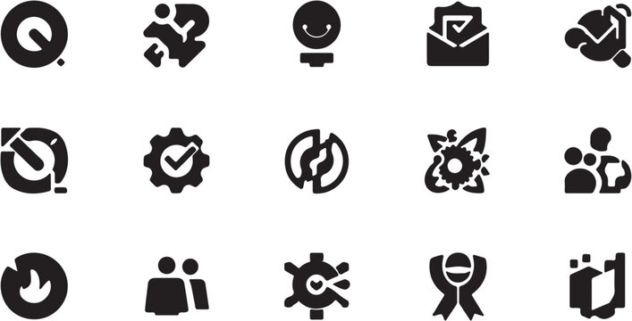 Minimalist black and white line art icons set for universal use.