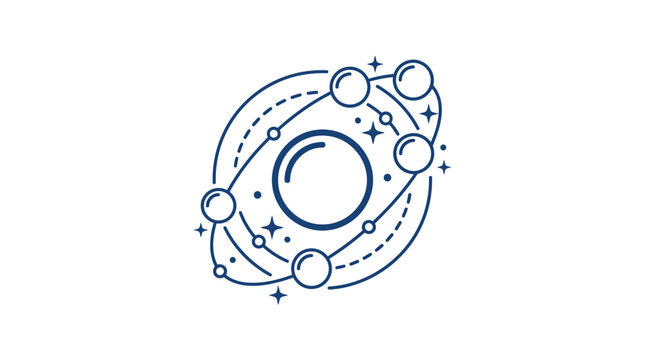 Abstract orbiting spheres atomic energy icon