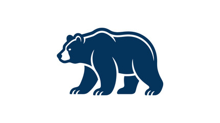 Fototapeta premium Blue walking grizzly bear silhouette logo icon.