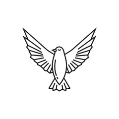 Fototapeta premium Minimalist outline icon of flying dove for peace and freedom concepts