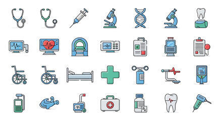 Fototapeta premium Medical Healthcare Symbols Icons Set.
