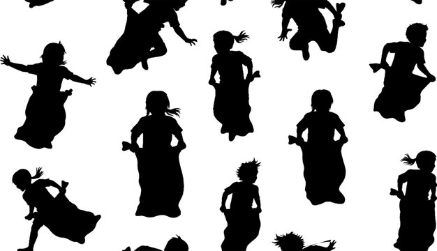 Silhouettes of Various Dancing Figures in Motion.