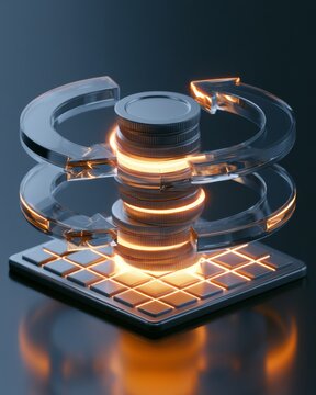 Glass circular subscription arrow concept