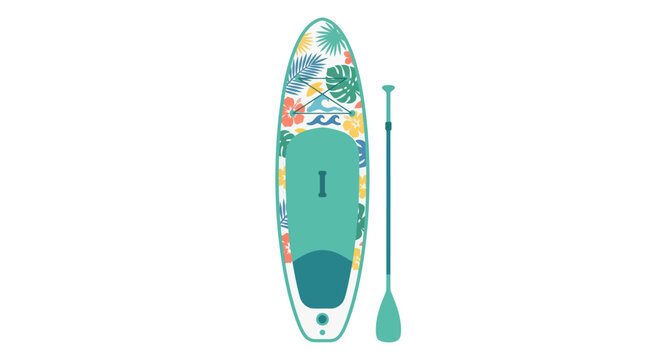 Colorful Stand Up Paddleboard and Paddle Set for Water Sports.
