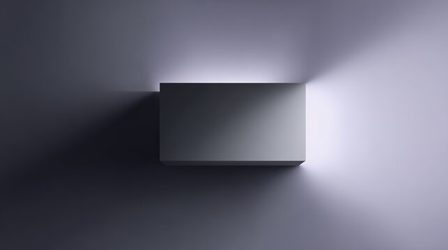 Minimalist 3D rectangular block podium on a smooth dark grey gradient background with soft glowing back light